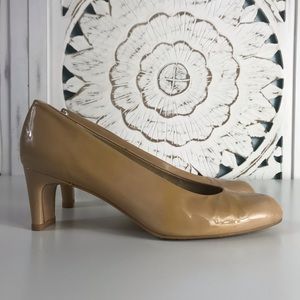 Stuart Weitzman Nude Beige Block Heel Pumps, 7